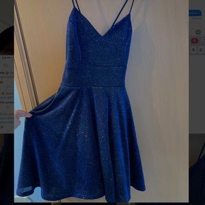 Glittery Navy Blue Short Dress